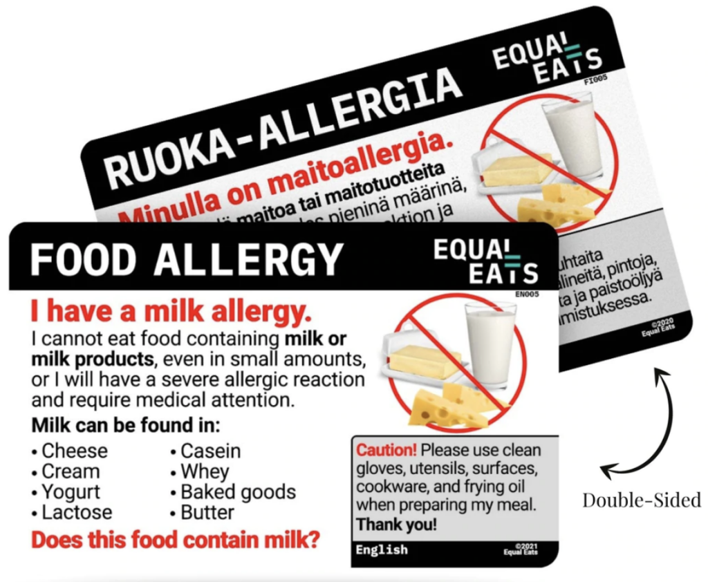 Equal Eats Food Allergy Alert Card