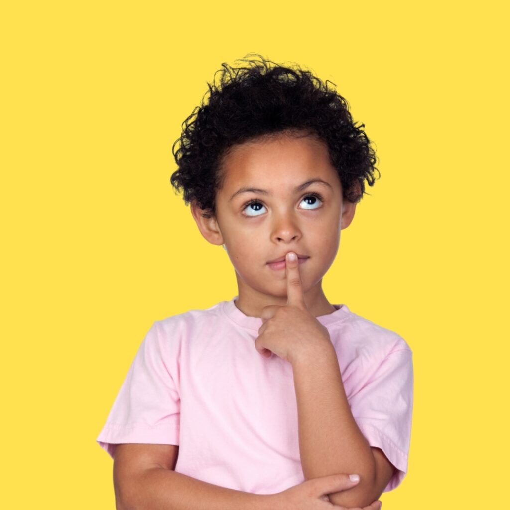 thinking child wondering it is better to breathe through nose or mouth