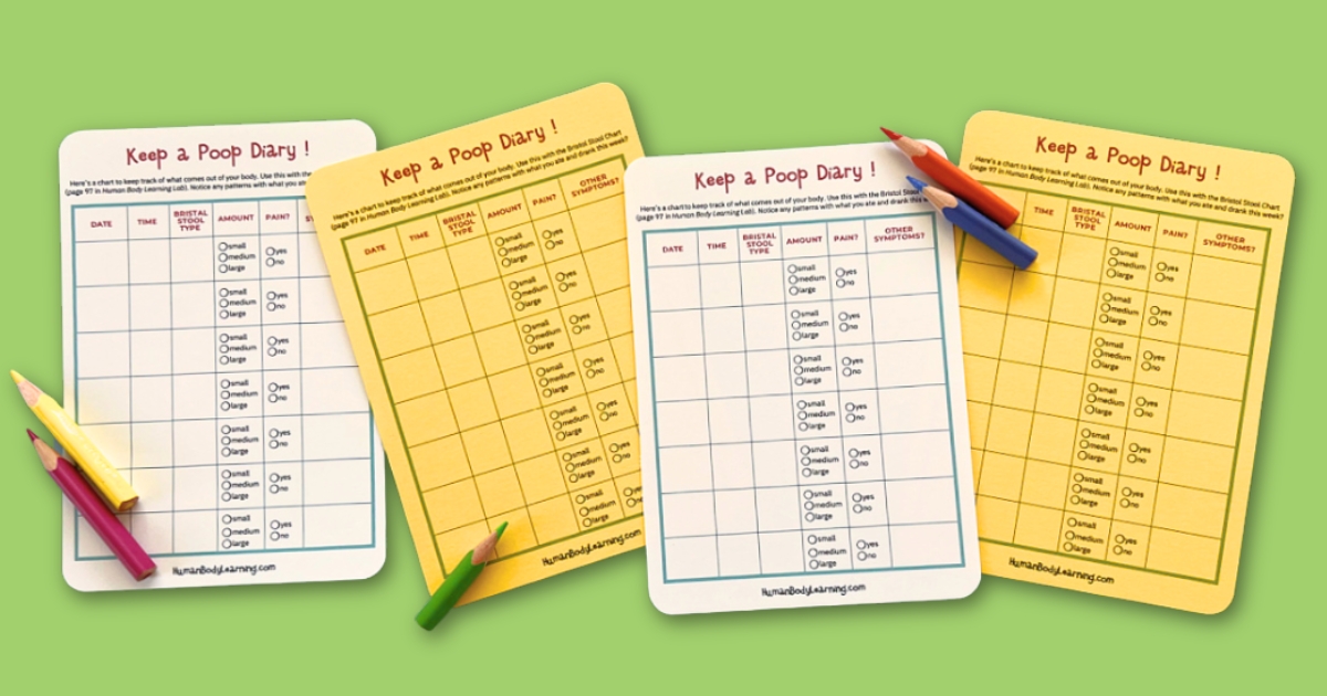 Printable Poop Diary for Kids - Human Body Learning Activity