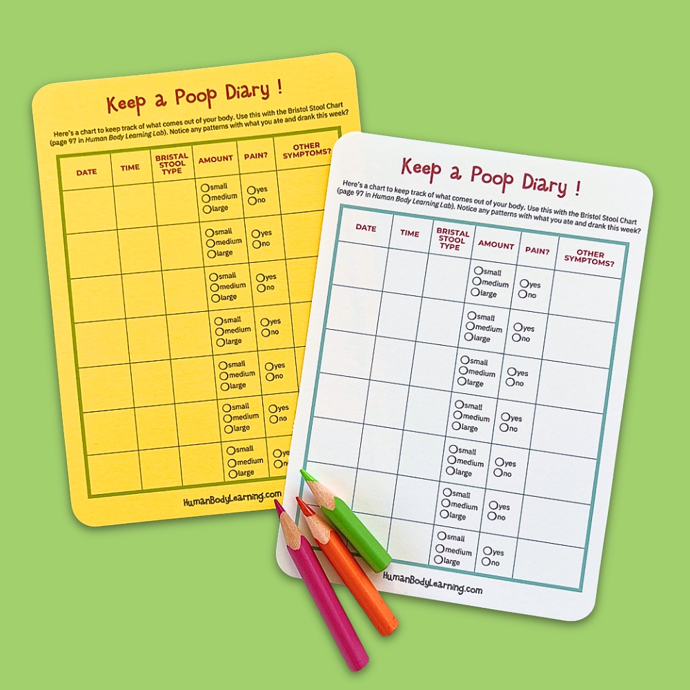 Keep a Poop Diary! Helpful human body learning activity for kids